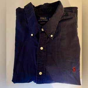 Ralph Lauren Button Down Shirt Mens XXL Navy Blue Red Pony Classic Fit Lg Sleeve